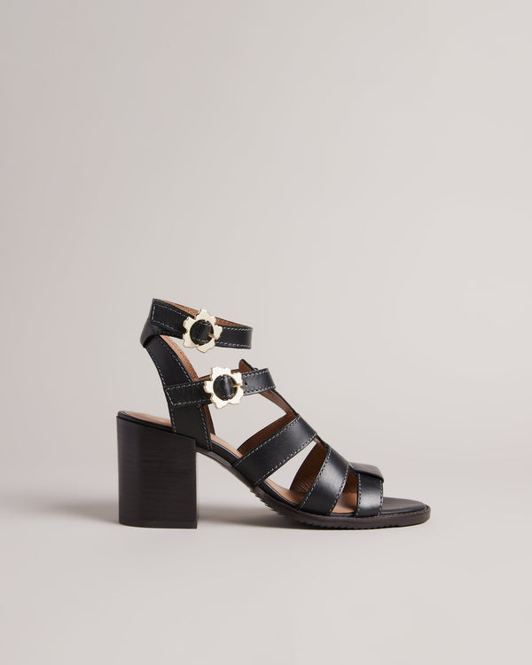 <P>Strappy Block Heeled Leather Sandal</P>